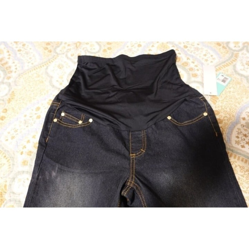 Maternity Jeans Dark Wash Full Panel‎ Stretch Denim Pants Comfort Size M